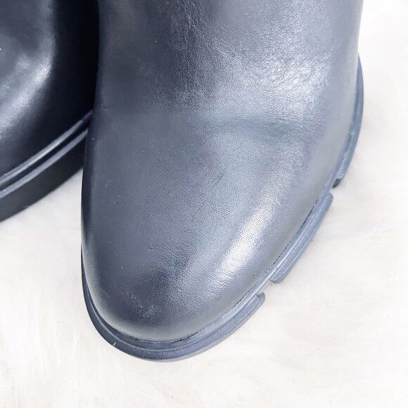 Gianni Bini Black Leather Lug Sole Platform Booties - Picture 4 of 8